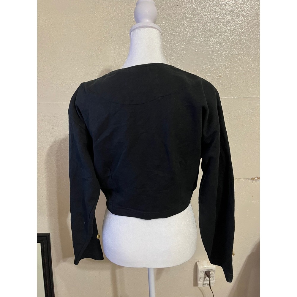 Vintage Jou Jou Black Cropped Jacket Floral Sequin Embroidered Bolero Medium - Picture 2 of 10